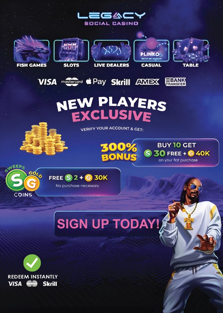Legacy Social Casino promotional artwork shown on a LaunchPad screen